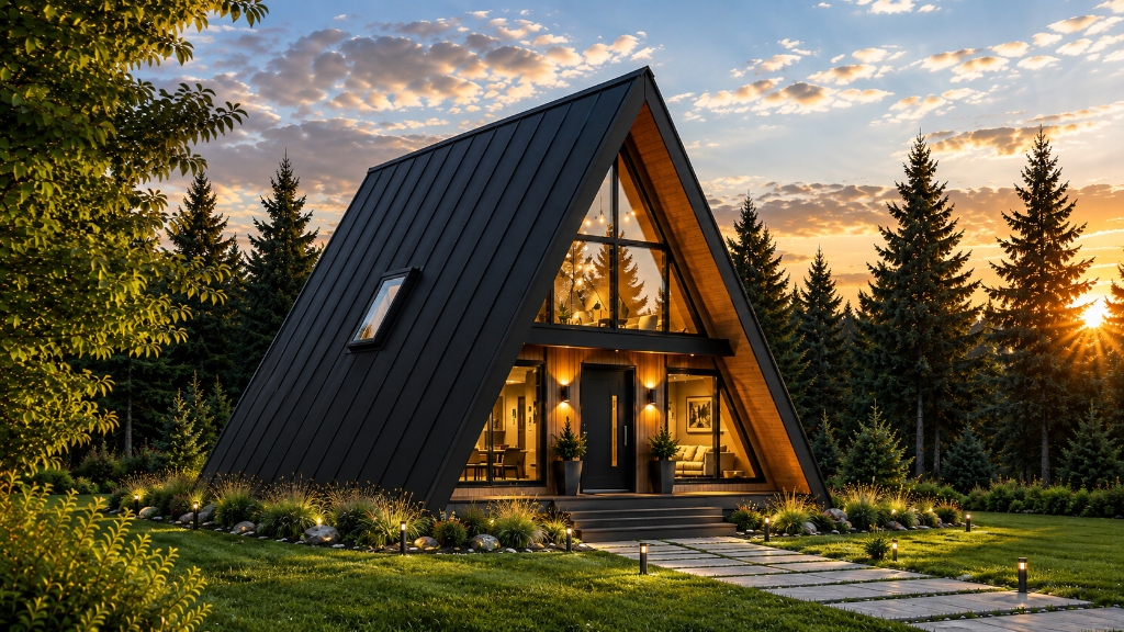 Mineral ProfiSIP facade with black steel roof and vertical wood accents